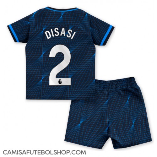 Camisa de time de futebol Chelsea Axel Disasi #2 Replicas 2º Equipamento Infantil 2023-24 Manga Curta (+ Calças curtas)